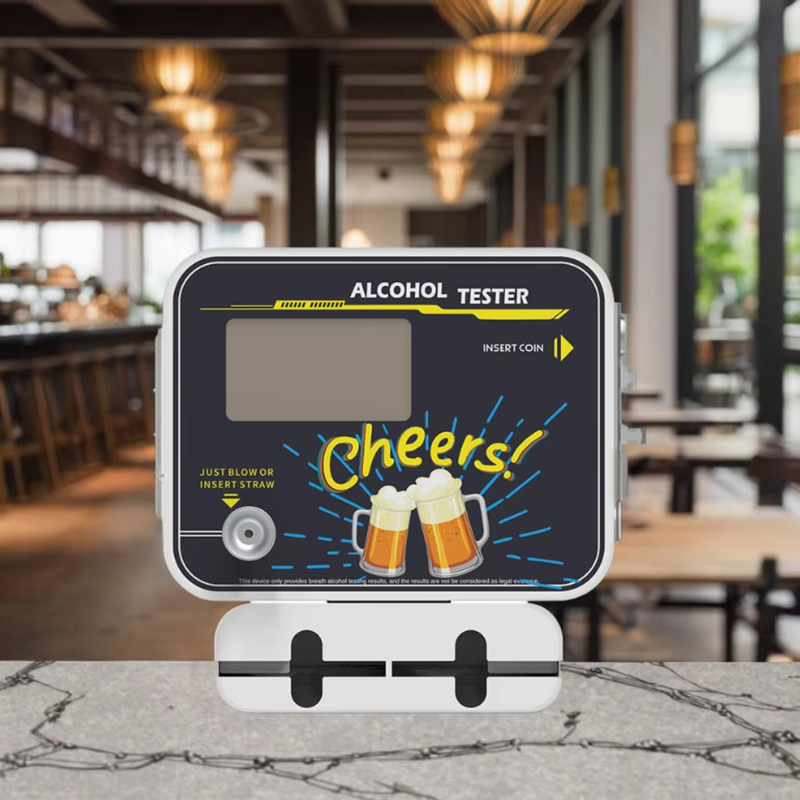 AT329 Wall-mounted Alcohol Tester with Nayax Card & Coin Payment, 7-inch Touch Screen for Ads Display